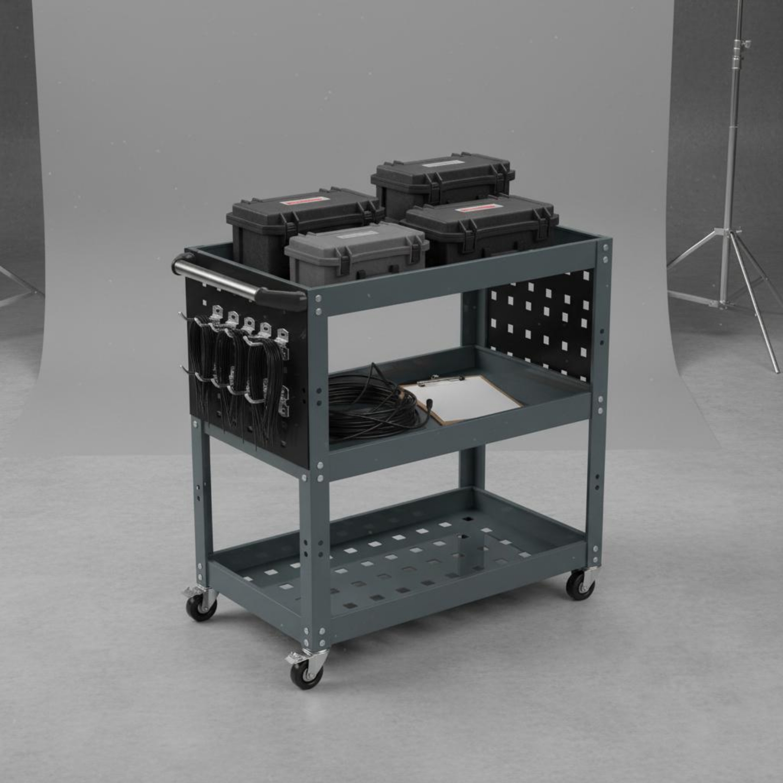 Workshop Cleaning Tools - Metal Tool Utility Wagon on Wheels