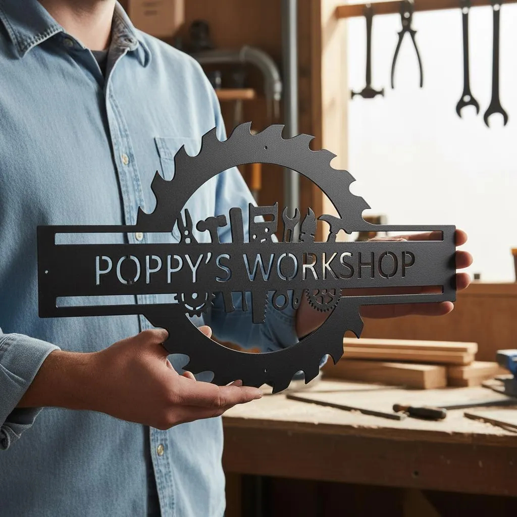 Workshop Tools Name - Custom Garage Name Sign,Workshop Metal Sign,Tool
