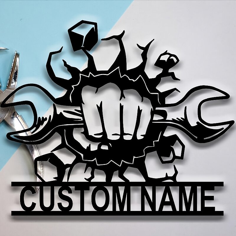 Workshop Tools Name - Customizable Metal Workshop Wall Signage -