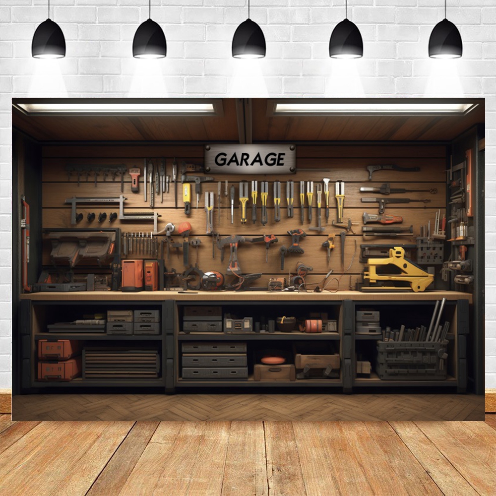 Vintage Garage Backdrop for Ph - Workshop Tools Background recensie en prijs