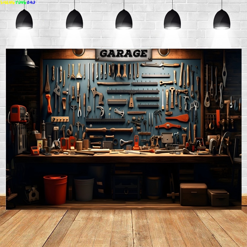 Vintage Garage Backdrop for Ph - Workshop Tools Background recensie en prijs