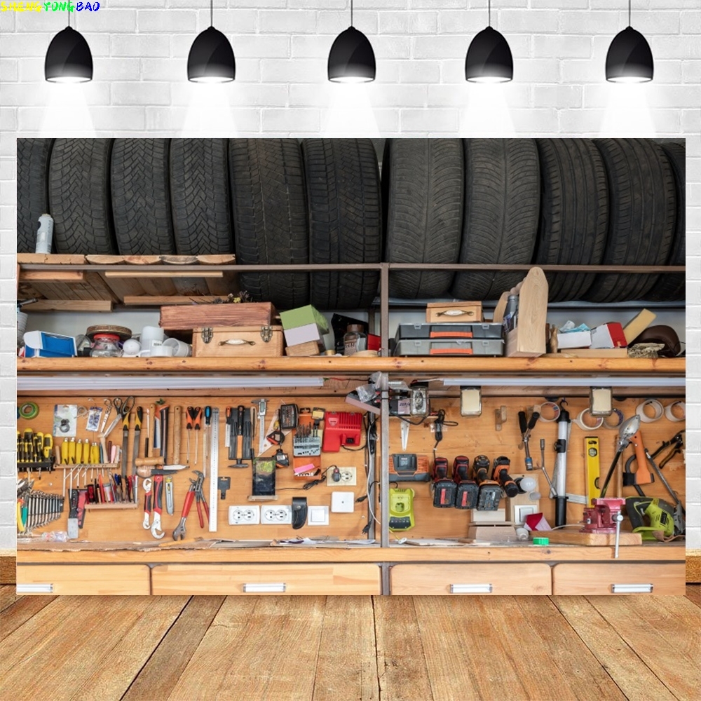 Vintage Garage Backdrop for Ph - Workshop Tools Background recensie en prijs