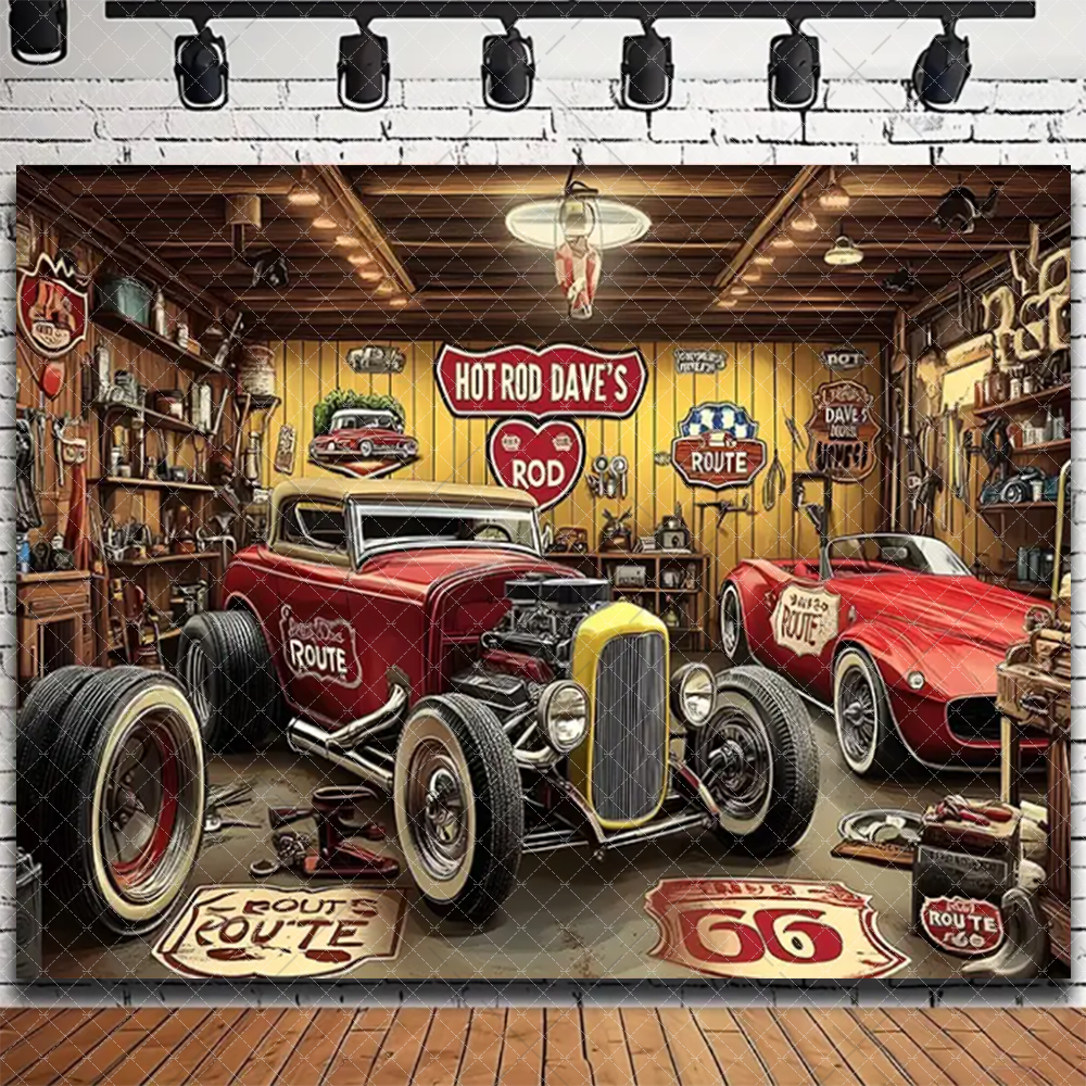 Retro Motorcycle Car Repairs G - Workshop Tools Background recensie en prijs
