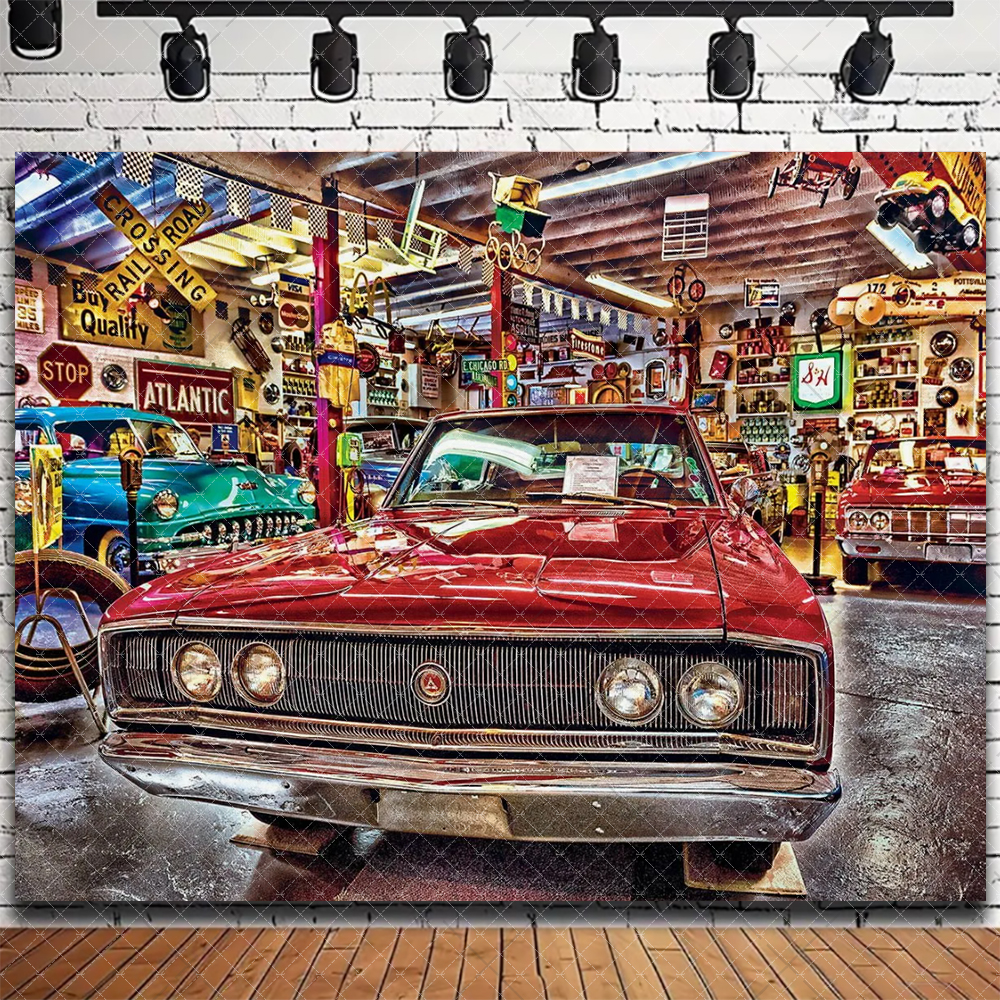 Retro Motorcycle Car Repairs G - Workshop Tools Background recensie en prijs