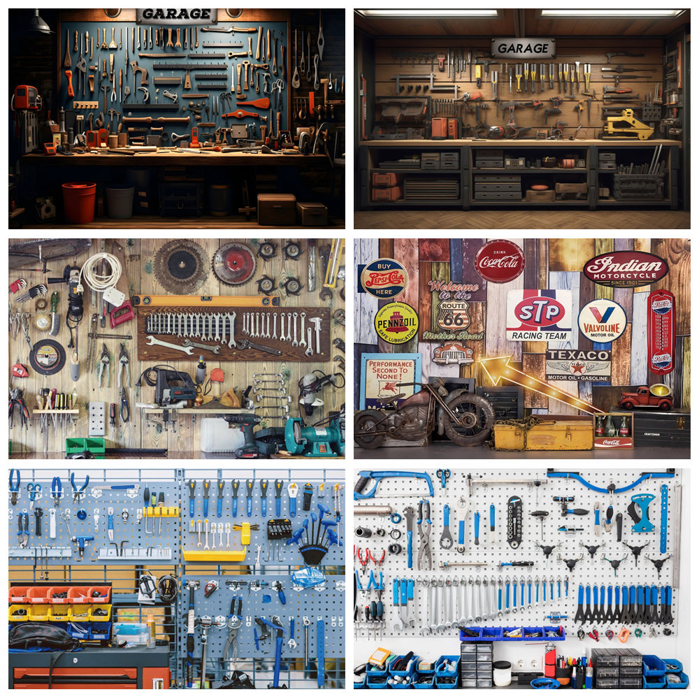 Vintage Garage Backdrop Car Re - Workshop Tools Background recensie en prijs