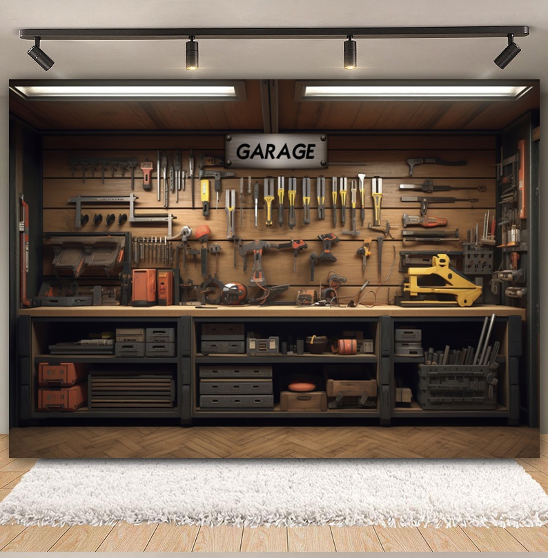 Vintage Garage Backdrop Car Re - Workshop Tools Background recensie en prijs