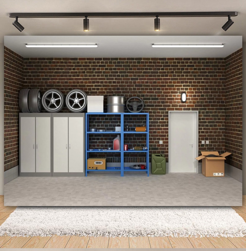 Vintage Garage Backdrops Car R - Workshop Tools Background recensie en prijs