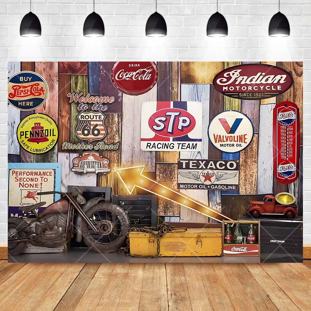 Retro Motorcycle Car Repairs G - Workshop Tools Background recensie en prijs