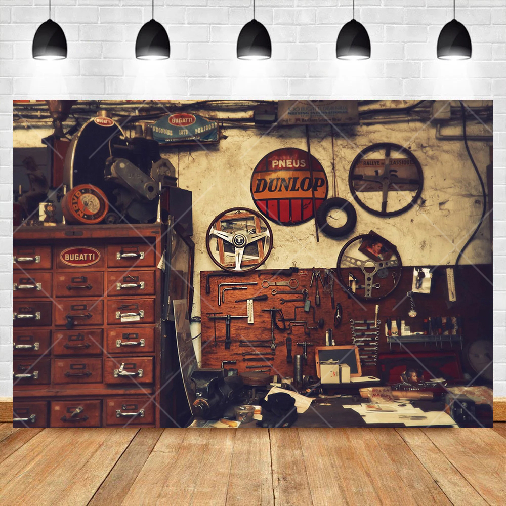 Retro Motorcycle Car Repairs G - Workshop Tools Background recensie en prijs
